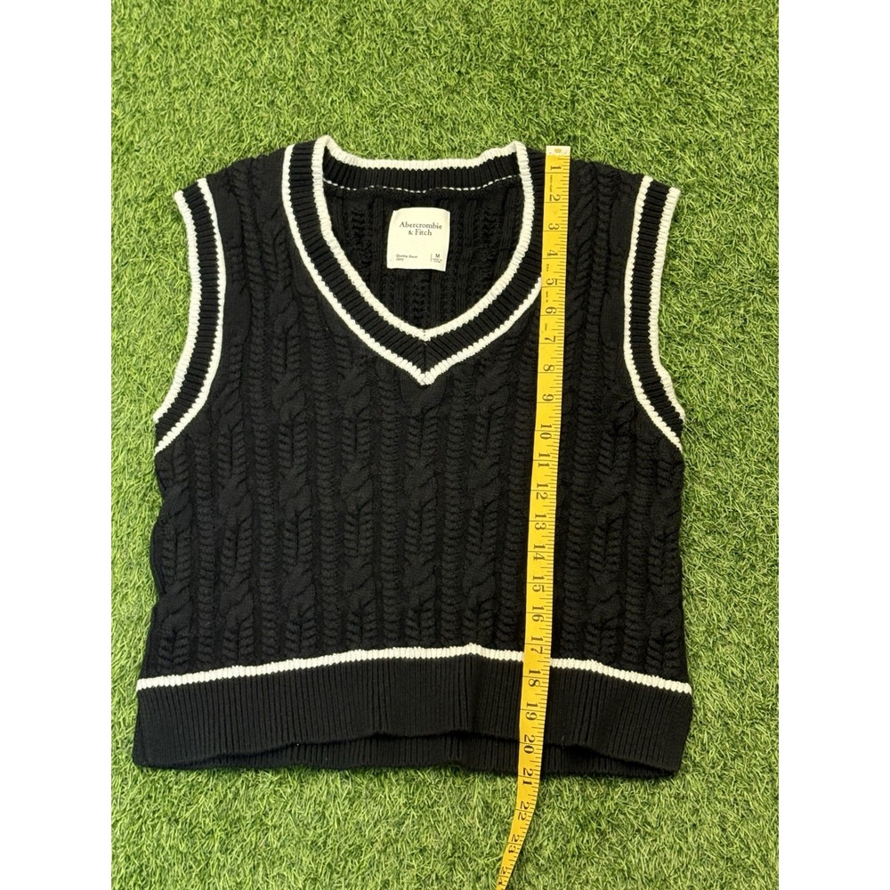 Abercrombie & Fitch Sweater Vest Womens Medium Navy Blue Y2K Tennis Tunic Preppy - Picture 13 of 13